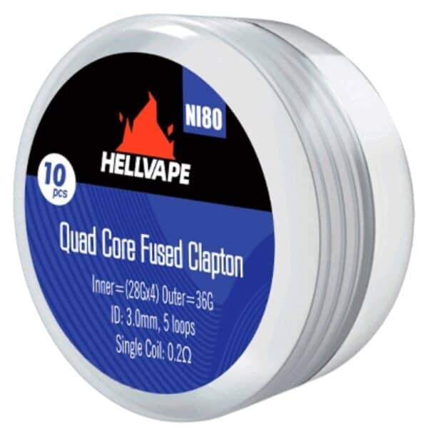 Hellvape Ni80 Quad Core Fused Clapton Coil 0.2ohm (10pcs)